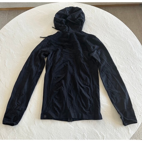 Fabletics Black Tech Mesh Full Zip Hooded Athletic Jacket - Picture 7 of 11